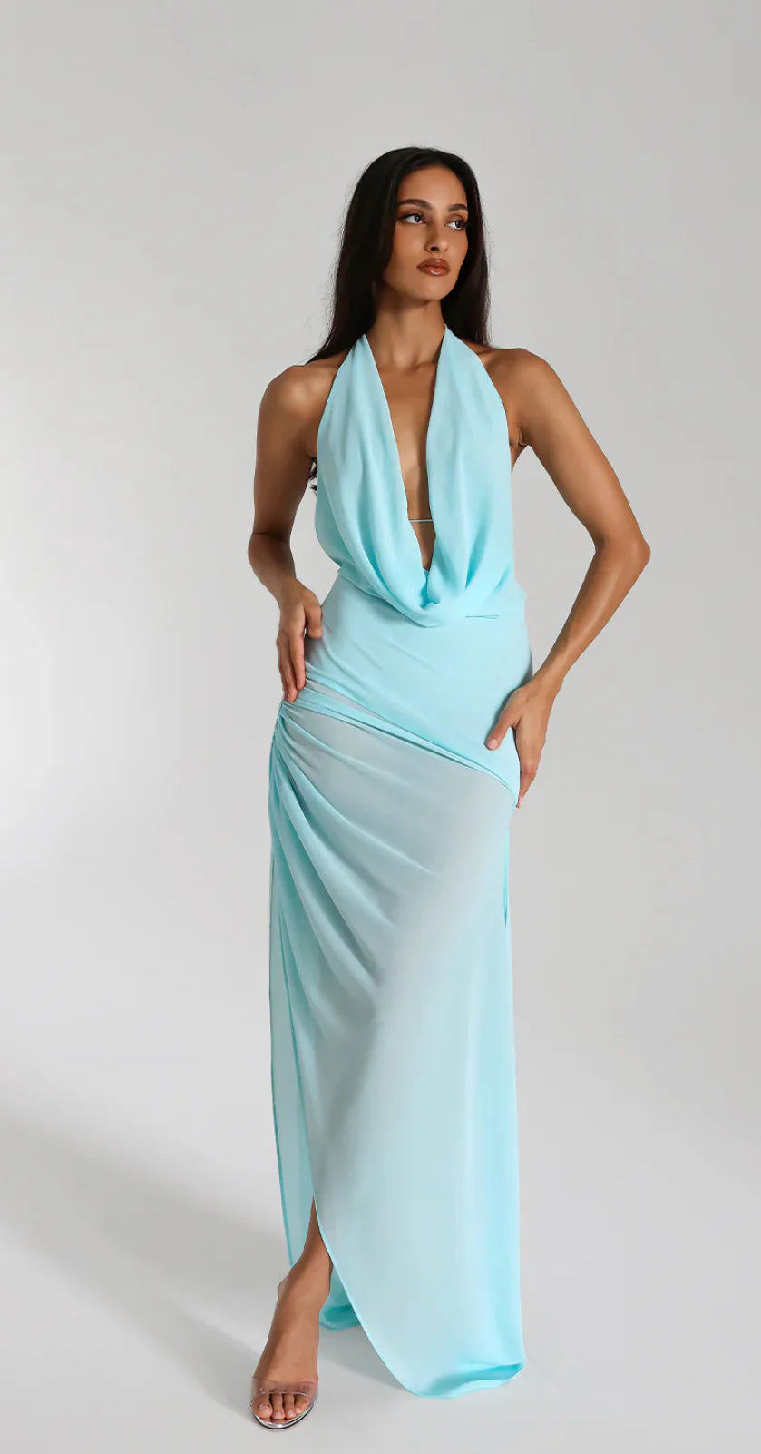 Natalie Rolt Anastasia Mini Dress hire – baby blue