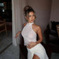 Ooh The Label Poppy Top and Wilhelmina Skirt Set hire – white