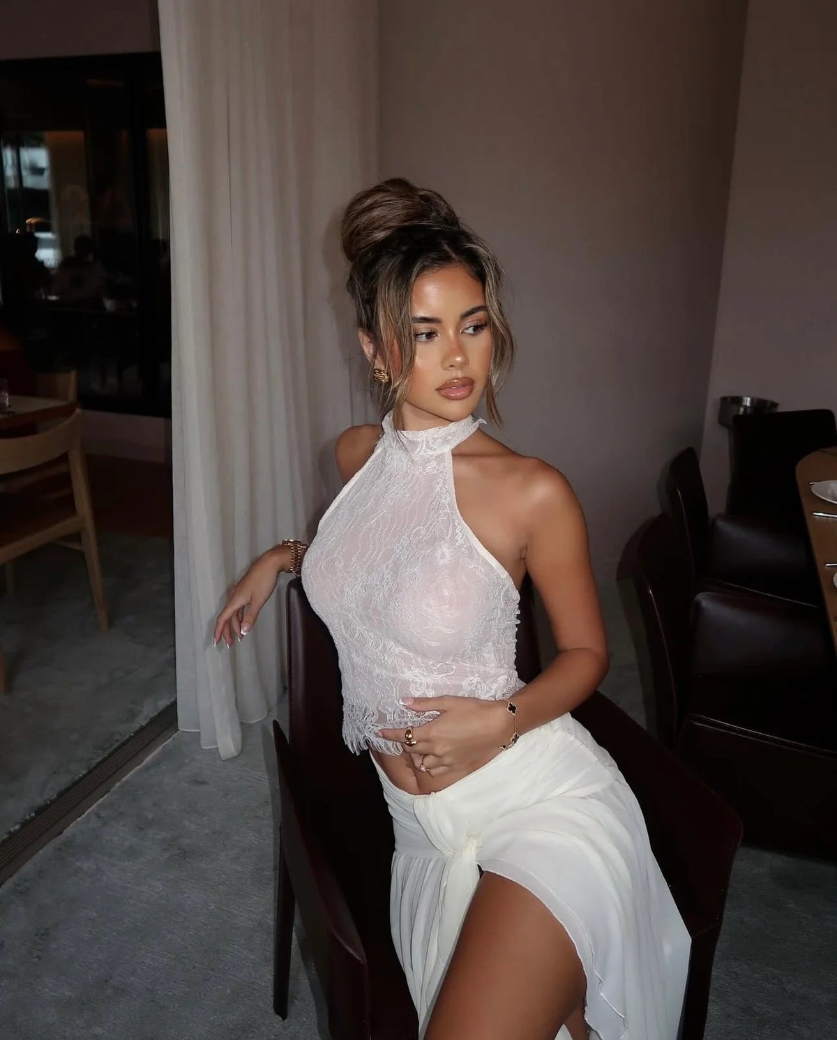 Ooh The Label Poppy Top and Wilhelmina Skirt Set hire – white