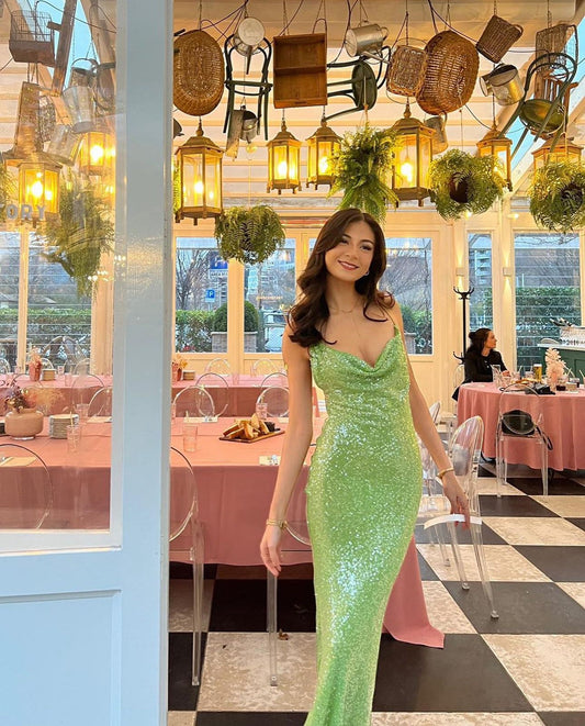 Rat & Boa Gaia Sequin Dress hire – green