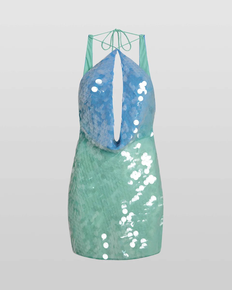 Rat & Boa Kiki Mini Dress hire – blue and green