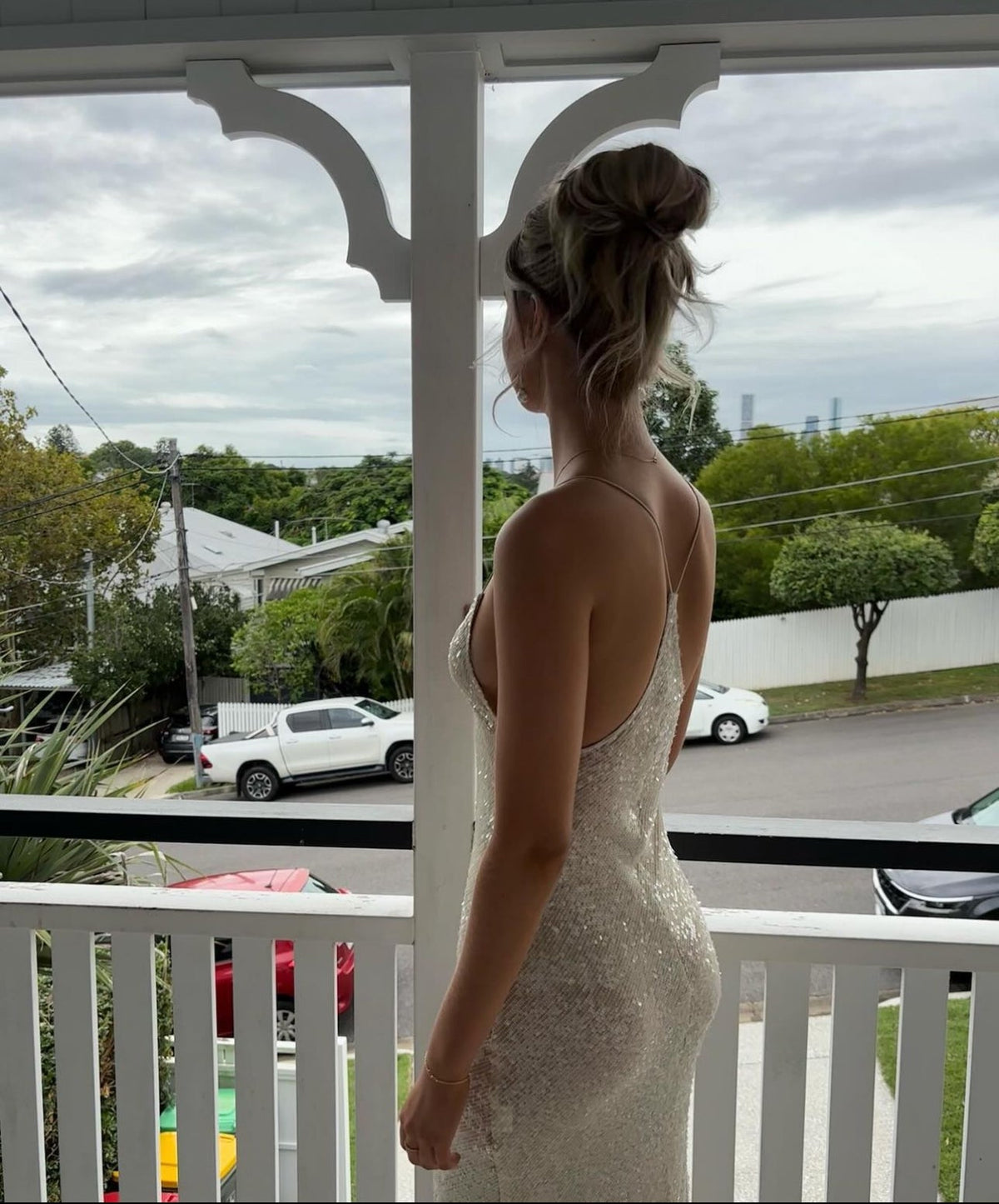Rat & Boa Olympia Sequin Maxi Dress hire – ivory