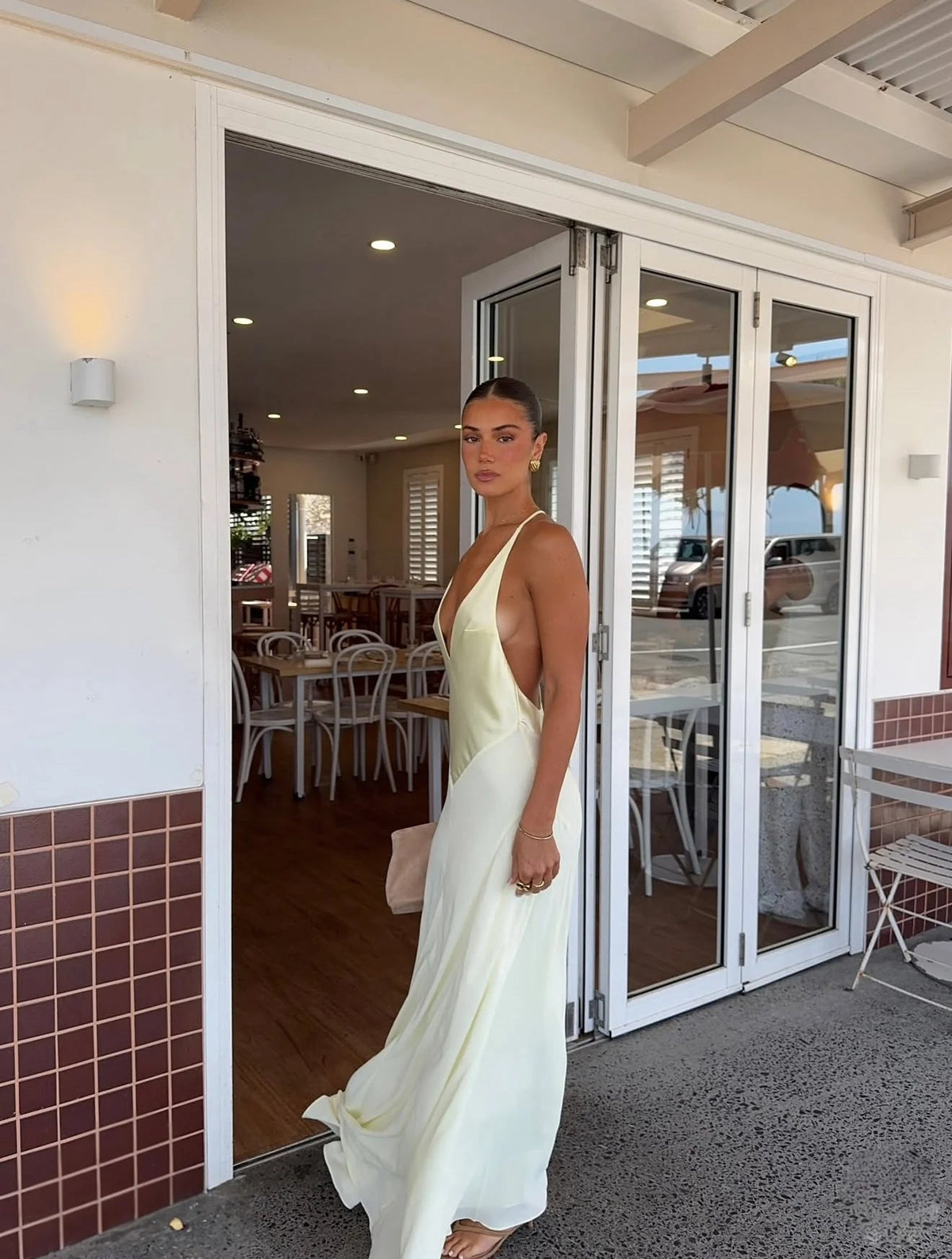 Sneaky Link Jaz Hand V-Neck Maxi Dress Butter hire