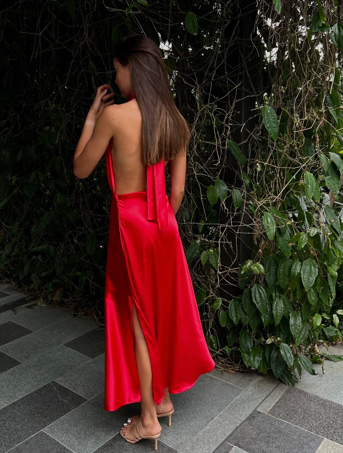 YLD Design Halter Tie Maxi Dress - Red YLD Design